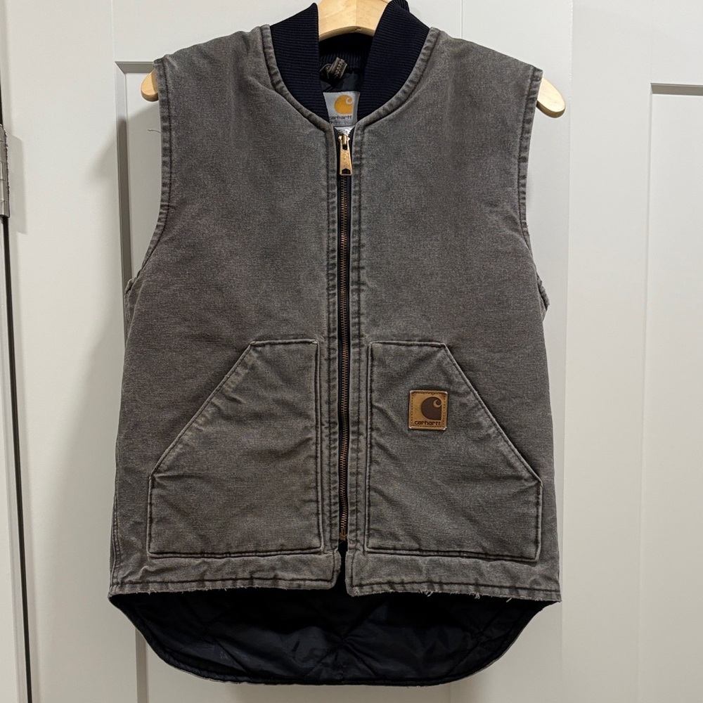 Carhartt RARE Vintage V02 CHT Shadow Grey LINED Quilted Vest—GREAT!! EUC! Small